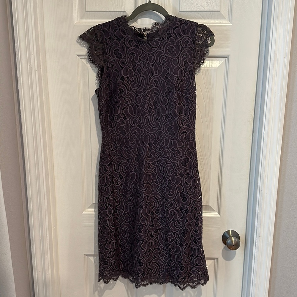 Purple lace cocktail dress